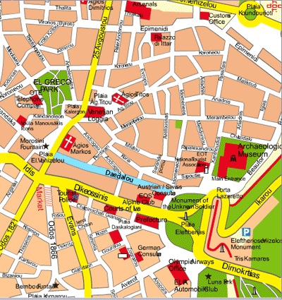 map of Heraklion and Daedalou stret